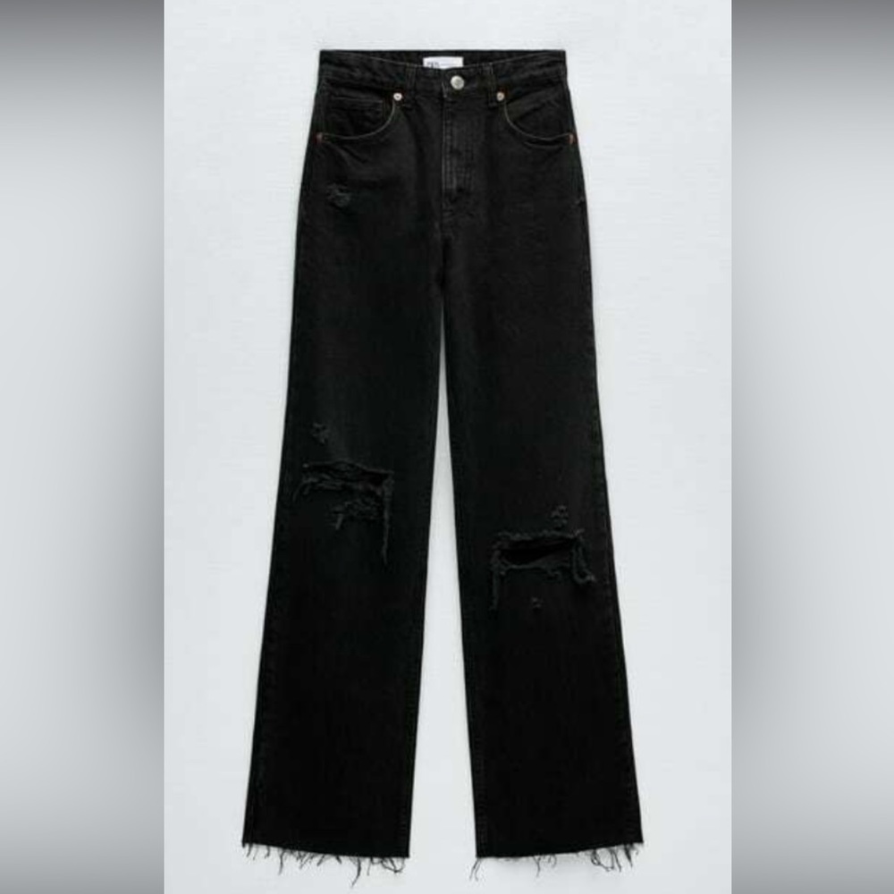 Zara wide leg full length black jeans, NEVER WORN W/OUT tags size 8